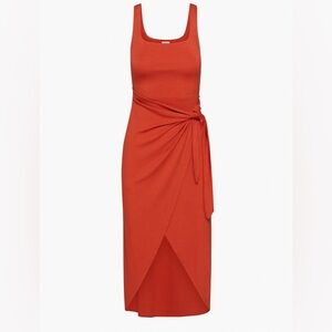 Aritzia / Wilfred Saturn midi wrap tie dress in revel red
